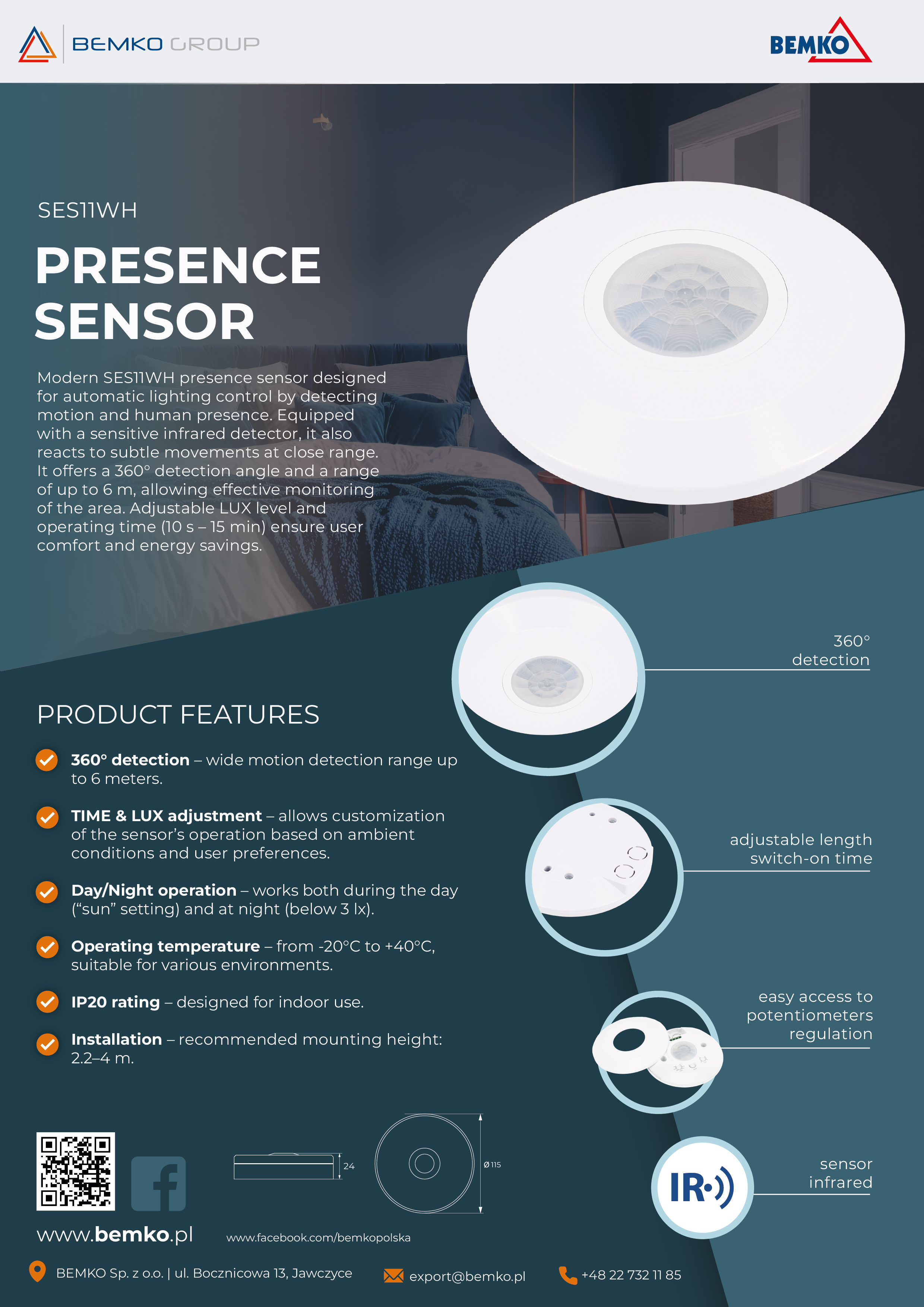 Modern Presence Sensor SES11WH – Precision in Every Movement